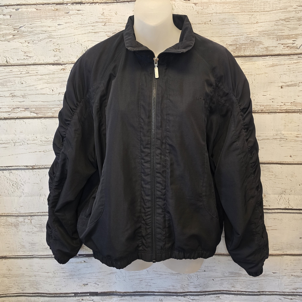 Head Vintage Athletic M Black Women's Bomber Jacket Size Medium